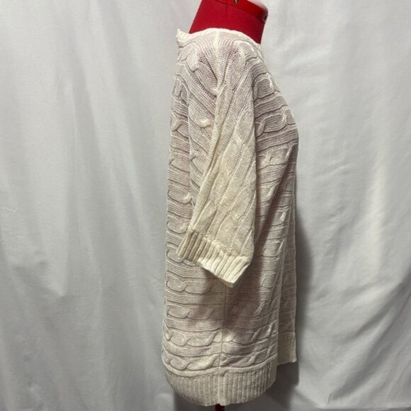 Ralph Lauren Black Label 100% Linen Cream Cable Knit Sweater MM184 - Picture 2 of 6